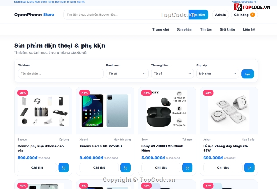 php thuần,website,web bán điện thoại